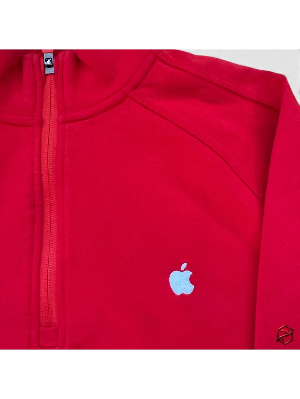 Apple Red Quarter Zip Pullover Top Size Small Embroidered Logo